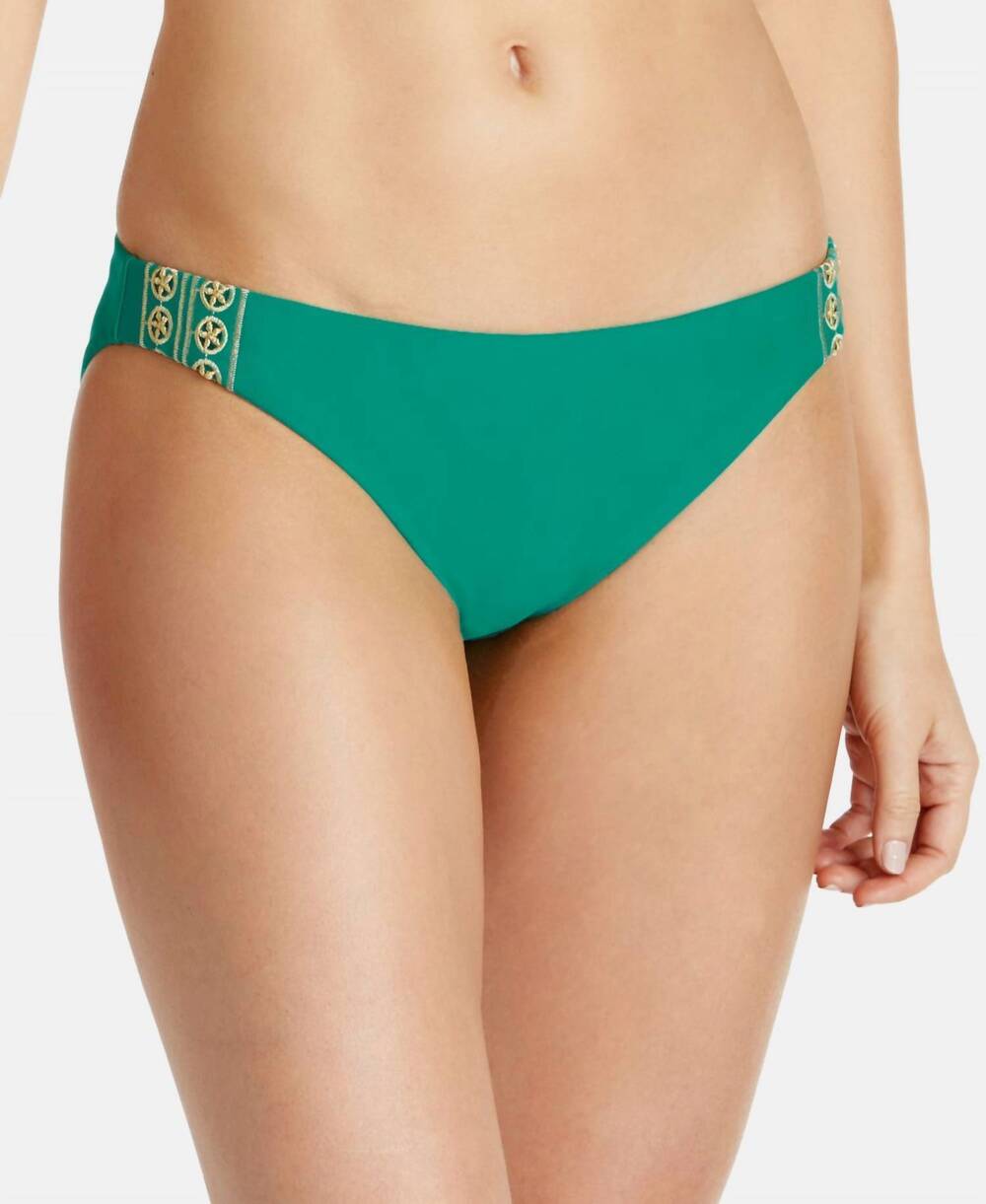 NEW RAISINS pretty embroidered low rider bikini bottoms in green